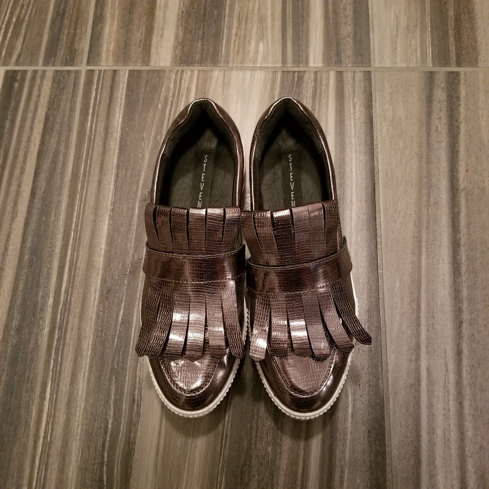 Steven By Steve Madden Annalee Platform Metallic Grey Women's Shoes